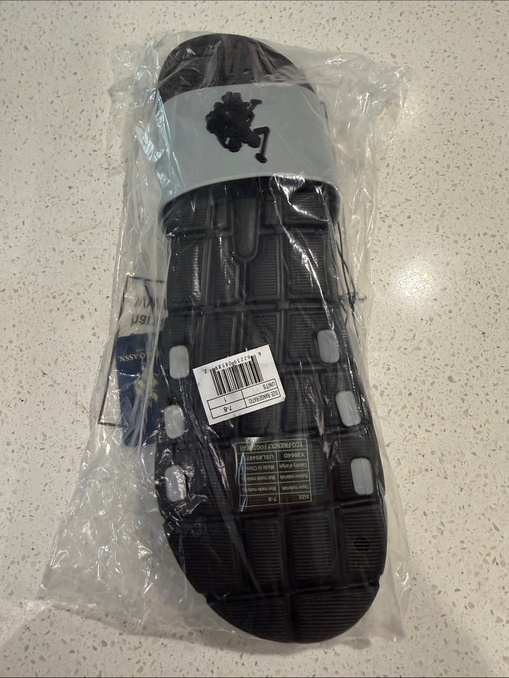 U.S. Polo Assn. Black Slide Sandals with Light Gray Strap